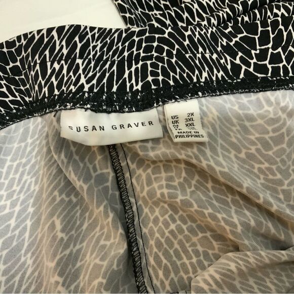 Susan Graver Liquid Knit Pants Woman Size 2X Pull On Heavy Printed Ankle Stretch - Picture 6 of 10